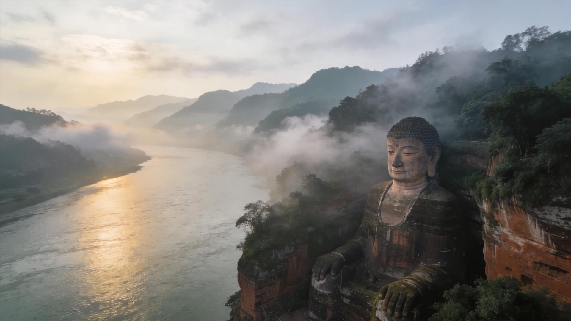 The Leshan Giant Buddha and Mount Emei in Sichuan, China